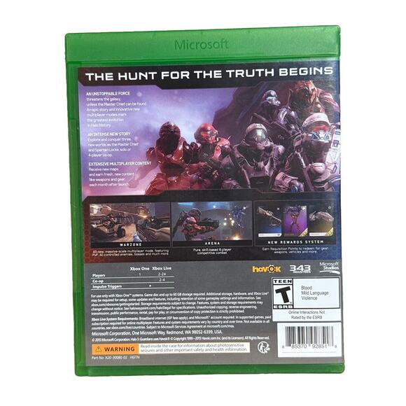 Halo 5: Guardians (Xbox One, 2015) - Used, Tested, Complete in Original Case - Picture 2 of 8